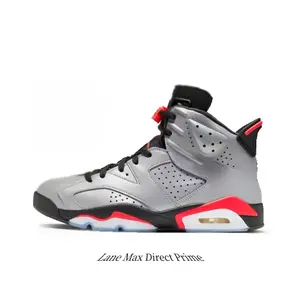 Grey Red High-Top Basketball Sneakers, Metallic Silver Upper, Shock-Absorbing Air Cushion, Non-Slip Ice Translucent Outsole, Performance Athletic Trainers For Men