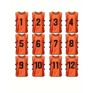 12Pcs Numbered Training Bibs, Athletic Soccer Pinnies, Football Jersey, Team Sports Practice Soccer Vest For Basketball Baseball