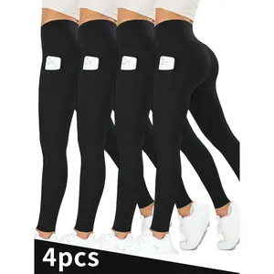 Women's High Waist Black Yoga Pants with Pockets, Tummy Control & Shaping for Gym Workout Running,Baggy Fit Casual Lounge Legging