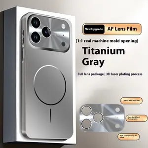 Premium Stylish Protective Smartphone Casing - Customized Ultra-Thin Iridescent Magnetic Snap PC Material, Full-Coverage Shockproof, Built-in Lens Protector, Handheld Holder with Card Slot for iPhone 17 Pro Max/16/15 Pro/14/13 (Phones & Tech Accessories)