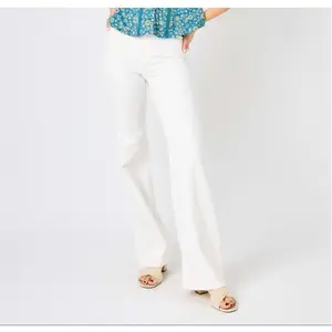 Judy Blue White High Waist Braided Waistband Wide Leg Jeans