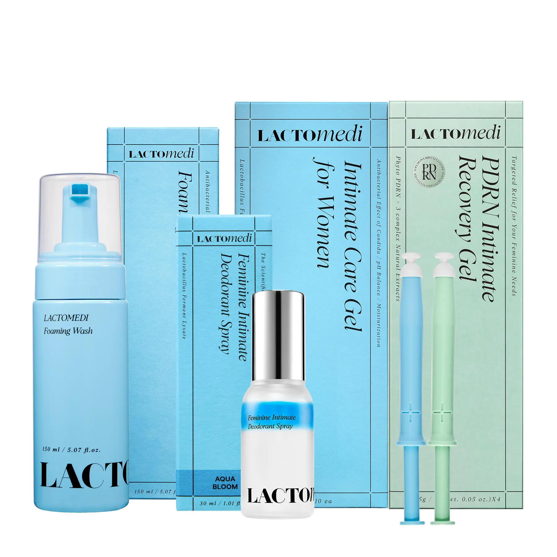 LACTOMEDI Pure Scent Trio + PDRN Gel Set | Intimate Care Gel, Foaming Wash & Deodorant Spray + PDRN Gel