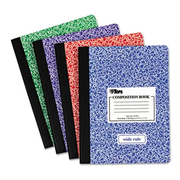TOPS 63794 Hardcover Writing Notebook - 9.75x7.5in, 100 Sheets, Center Sewn, Durable, Light Blue Ruling, Ample Space for Notes, Office Stationery for School & Office Use