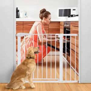 30" Tall Baby Gate for Stairs Doorways, Fits Openings 29.5" to 46" Wide, Auto Close Extra Wide Dog Gate for House, Pressure Mounted Easy Walk Through Pet Gate with Door