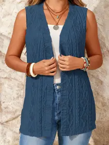 Women's Sleeveless Knit Cardigan Vest Top, Casual Basic Fashionable Pure Color Breathable Fabric, Spring Summer for Travel, Womenswear