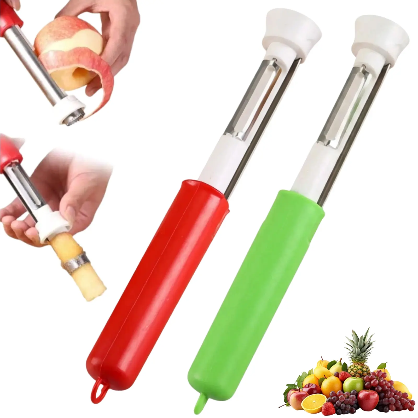 2 in 1 Apple Corer and Peeler Tool, Fruit Vegetable Corer and Peeler Tool Stainless Steel Apple Peeler Apple Corer Remover Tool Multifunction Corer Tool for Vegetable Fruit Kitchen Gadget