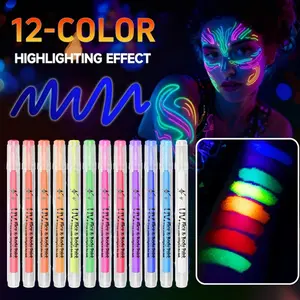 12/20 Color Night Glow Paint Graffiti Fluorescent Pens, Easy to Clean, Non-Fading, Perfect for Music Festivals, Makeup Parties, Business Events, Magic Shows, Graffiti Markers