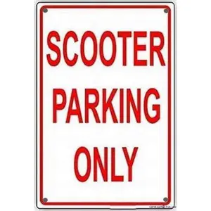 New Street Sign Metal Tin Sign/Scooter Parking Only Reserved Alert Safety Sign Outdoor Safety Warning Decoration 8x12 Inches Aluminum Sign