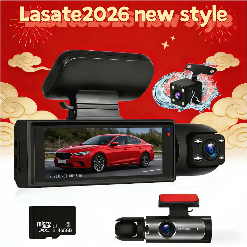 360 dash cam-1 Count Dash Camera for Car 128GB, Wide Angle Car Driving Recorder with IR Night-Vision G Sensor, 3.16 Inch IPS Screen 1080P HD Camera with Dual Lens dashcam(Not wireless)   Requires charging to use