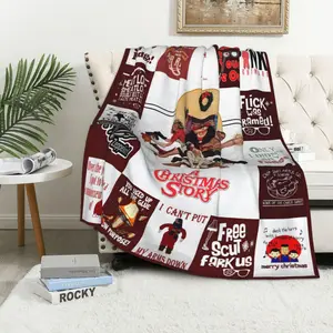 Funny Soft Christmas Movie Blanket, Vintage Christmas Story Blanket Throw, Christmas Gift, Soft Flannel Throw for Sofa, Bed, Livingroom, Office, Couch, Travel, Camping