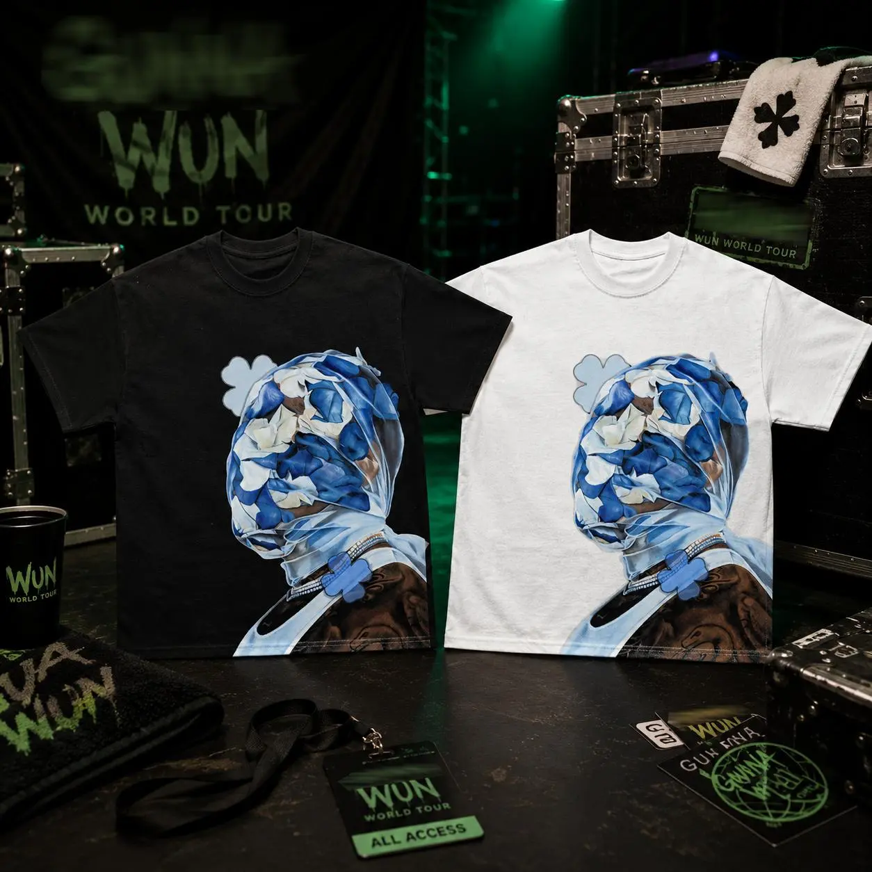 Wun World Tour Graphic Print T-Shirt, Men's Unisex Streetwear Garment in Heavy Cotton with Seamless Collar, Hip-Hop Fan Gift, Prints, Shortsleeve, Classic, Hem, Top, Fabric, Fashion