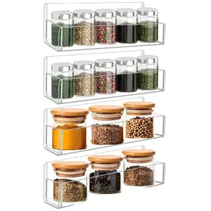 Acrylic Wall-Mounted Spice Rack, Transparent Spice Organizer Shelf, Multilayer Shelf, Hangable Kitchen Storage, Clear Acrylic Storage for Cabinet Doors and Walls