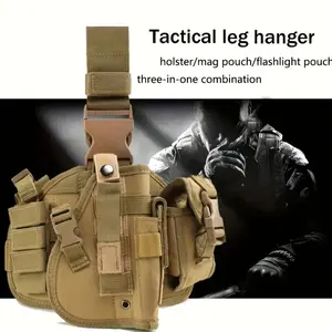 Tactical Drop Leg Holster with Magazine Pouch, Adjustable Quick Draw Right Thigh Holster for Outdoor Hunting Airsoft EDC Gear