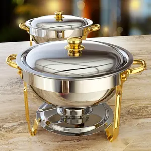 Chafing Dishes for Buffet 2Pack, 5QT Round Chafing Dish Buffet Set Stainless Steel Buffet Food Warmers Sets for Catering Events Parties Dinners with Complete Set