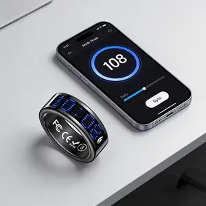 Wearable Smart Technology Ring Set (Black) - IP68 Waterproof Fitness Tracker, Suitable for Outdoor Sports & Daily Wear, Includes Ring, Charging Case, Charging Cable, Data Cable