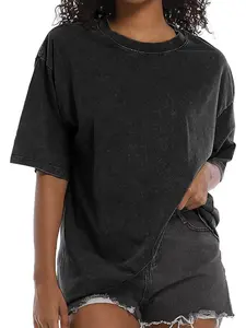 Holafish Women‘s Washed Vintage T-Shirt Summer Casual T Shirts Thick Short Sleeve Loose Crew Neck Cotton Tops