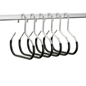 6-Pack Heavy-Duty Curved Stainless Steel Closet Hooks, Non-Slip Rubber-Coated, Rust-Resistant, Multi-Purpose for Hanging Hats, Scarves, Belts | Ideal for Apartment Closet Organizers, Small Space Storage