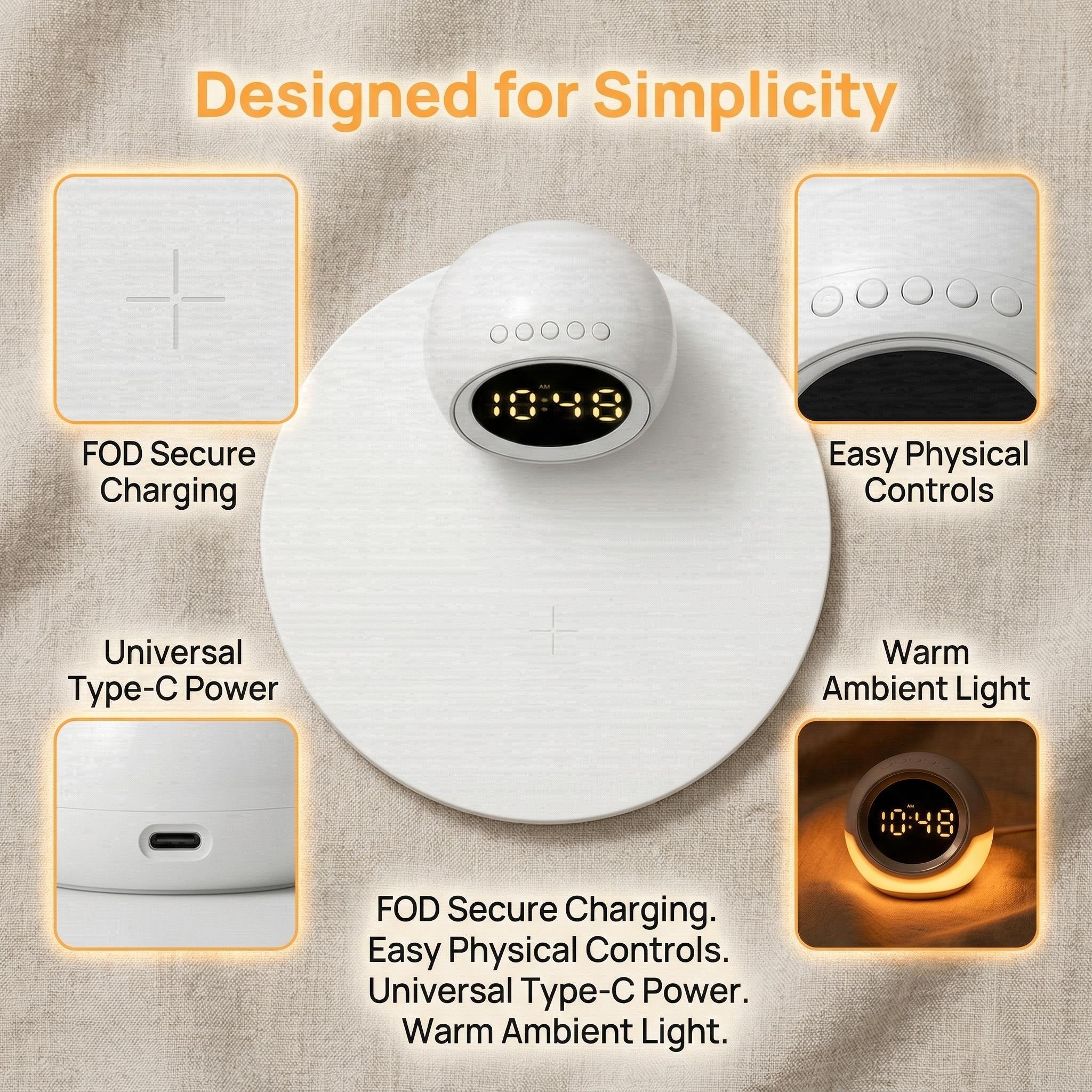 Multi-Function Wireless Charging Digital Night Light Alarm egg alarm clock | Exclusive Holiday Design | Creative Home Gift | Themed Edition for March Madness, Spring Break, World Cup & Easter