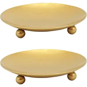 2 Pack  Decorative Iron Plate Candle Holder 4.33'' Candle Stand Candle Plate for LED & Wax Candles, Incense Cones, , Weddings (-2 Pack)