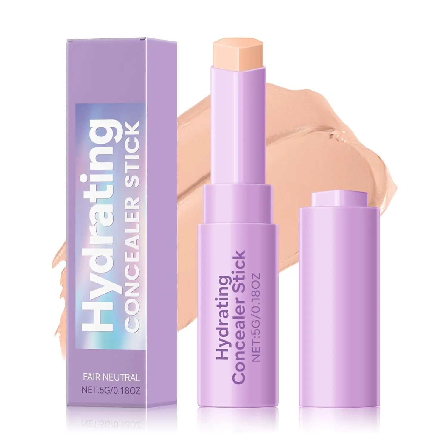 Flawless Diamond-Shaped Tip Concealer Stick, Light Neutral Shade, High Coverage, Instant Eye Lift, Long-Lasting Non-Caking Cream, Targets Dark Circles & Blemishes, Facial Makeup Cosmetic Tool