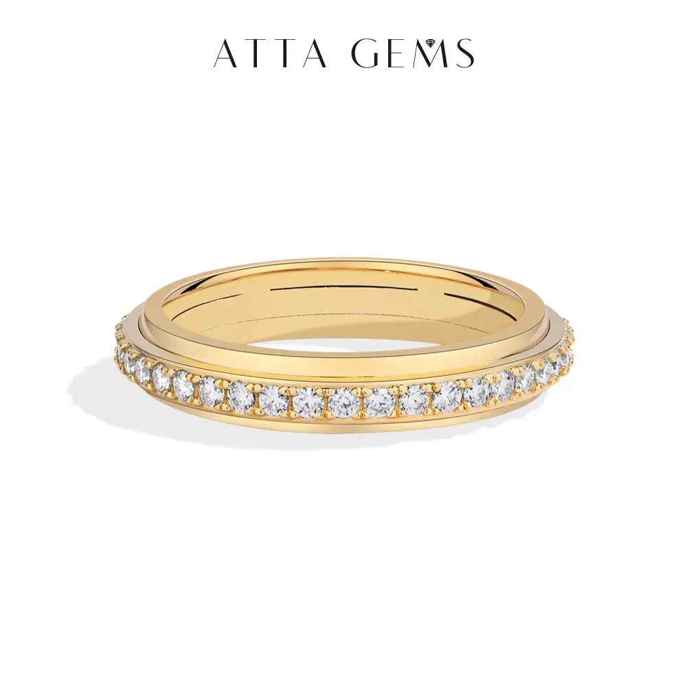 ATTAGEMS Eternal Round Cut Lab-Grown Moissanite Ring for Women and Men Unisex Daily Wear Sterling Silver Parties Engagement Wedding Eternity Band Jewelry Gift R346 summerwins