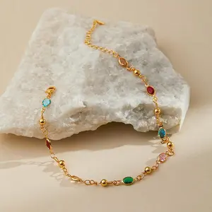 Women's Adjustable Anklet - Hypoallergenic 18K Gold Plated Boho Beach Jewelry |   Colorfast Glass Beads & Artisan Crafted Chain |   Everyday Stackable Vacation Gift for Women ankle bracelet