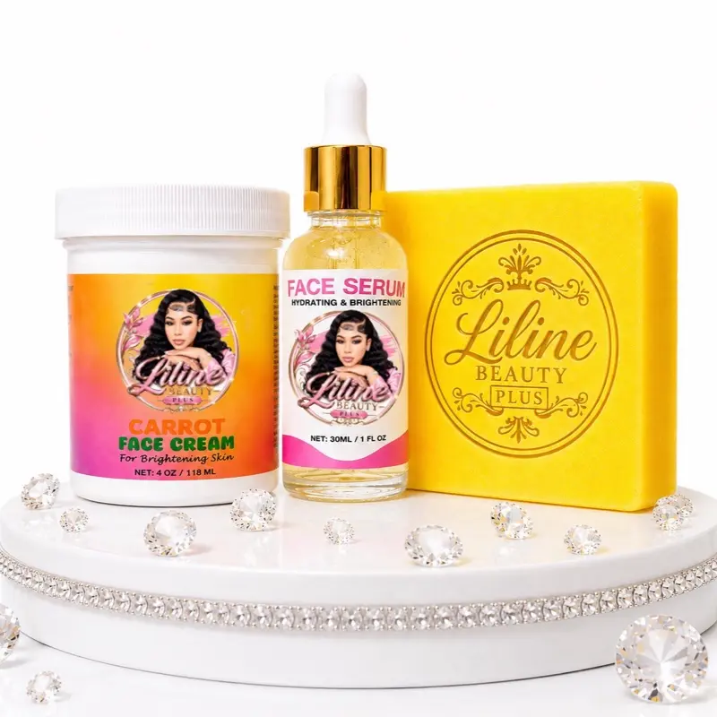 LilineBeautyPlus1 Cosmetic Face Set (3-Piece) - includes carrot face cream  Brightening Skincare Treatment for Glowing Complexio