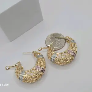 Earrings Gold-plated Three Colors Love Basquet Style New Design