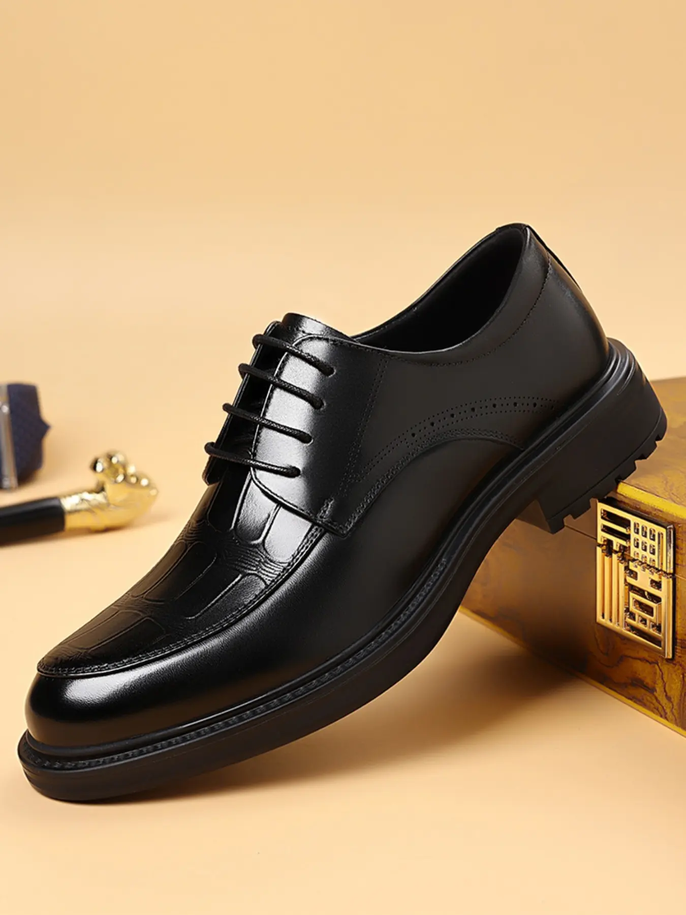 Men's Business Shoes, Business Style Shoes, New High-End Elegant Formal Wedding Dress Shoes, Lace-Up Carved Casual Work Party Meeting Wear, Office Work Footwear