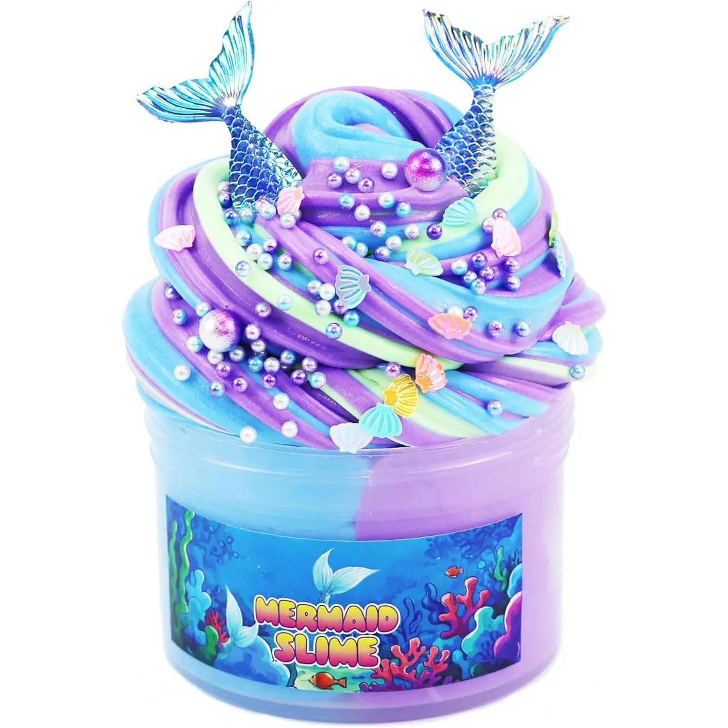 Mermid Blue Butter Slime Kit for Girls Age 6-14,Purple Cotton Slime for Kids,Stress Relief Toy, Party Favors for Girl Boys,Fun DIY Craft Gift for Birthdays
