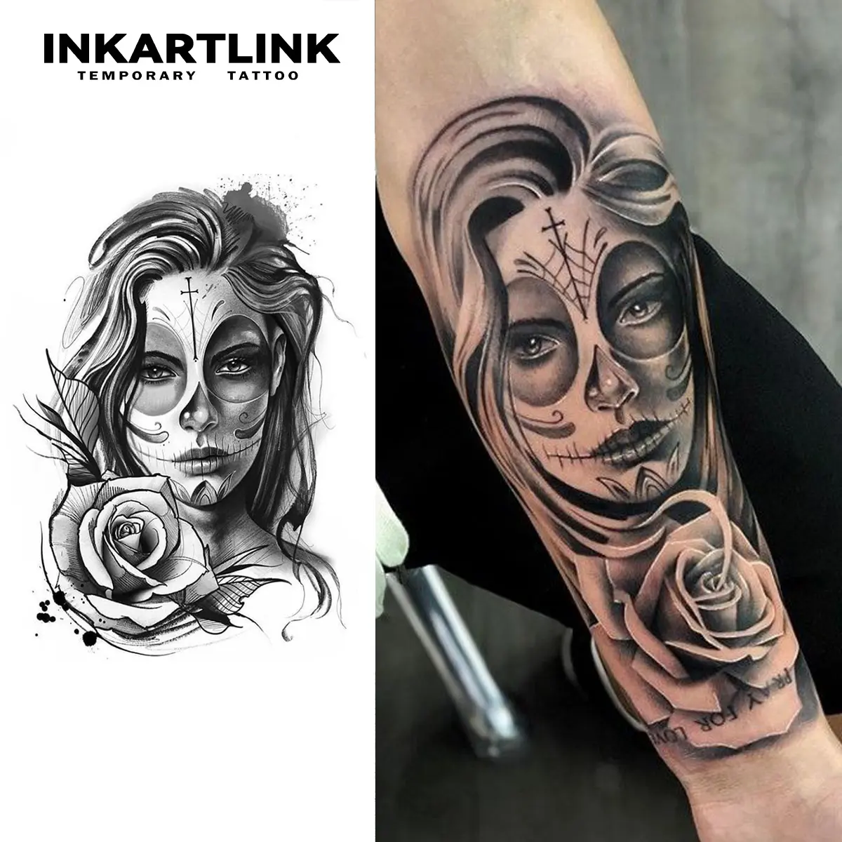 INKARTLINK Semi-Permanent Body Fake Tattoos, Realistic Joker Art, Waterproof, Long-Lasting 1-2 Weeks, All Skin Types, 2 Sheets, Ideal for Adults