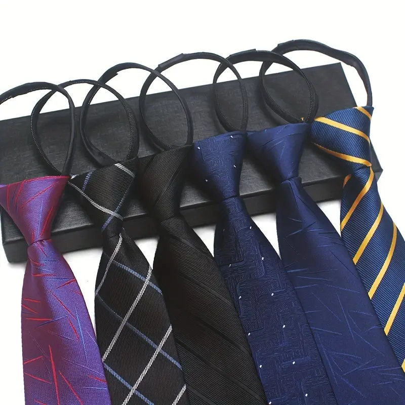 6-piece set - Easy-tie lazy tie set - Fashionable polyester fiber ties, unique patterns, suitable for business and casual wear, casual clothing accessories |     Fashionable tie set |     Durable fabric