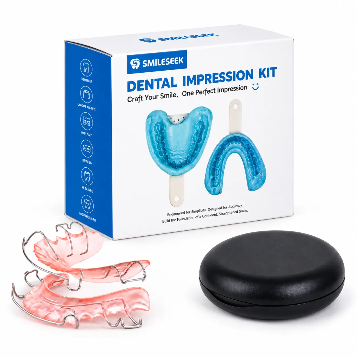 SMILESEEK Custom Hawley Retainers for Adults & Teens, Upper & Lower Teeth, Adjustable Stainless Steel Wire, Durable Acrylic Base, Personalized Orthodontic Retainer