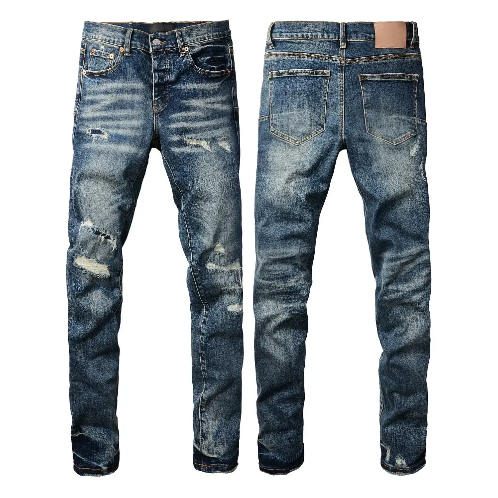 Jeans brand Jeans Men's Jeans Casual Comfort Holes Fashionable Straight Skinny Slim Fit Jeans, Ripped Stretch Jeans Denim Pants, Campus style,holiday style jeans P9096