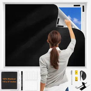 Blackout Curtains, 118" X 57" Portable Black Out Curtains for Bedroom, Temporary Blackout Blinds, Travel Blackout Shades, Blackout Window Cover for , Rv, Dorm Room (Black)