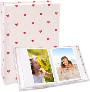 Small Photo Album 4x6 100 Pockets Linen Cover Picture Book Holds 4x6 Photos for Wedding, Baby, Family, Graduation