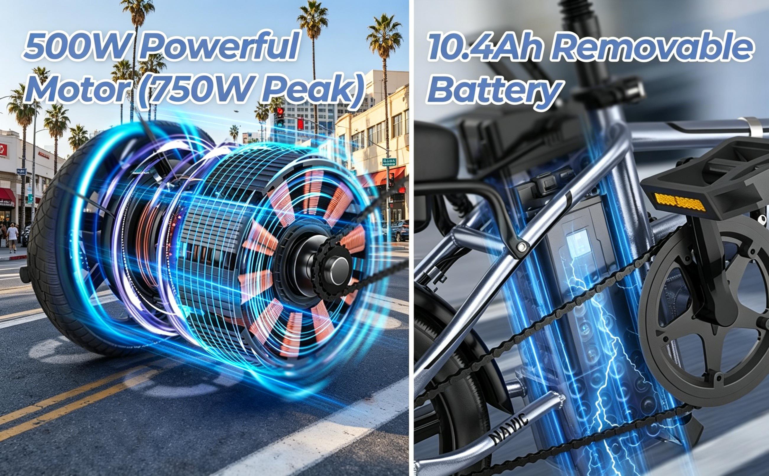 US 14" Foldable Electric Bike for Adults | 750W Peak Motor, 22 MPH Speed | 48V 10.4Ah/15.6Ah Battery, Electric Scooter| with Dual-Seat and Multi-Shock Absorption & Smart APP | With Phone Holder | UL2849 Certified Motor | Nice for Gift & Daily Commutes
