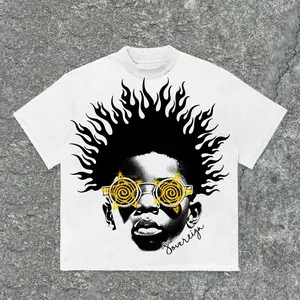 Sovereign Afro Sunglasses Graphic Tee – White Artistic Streetwear Statement T-Shirt