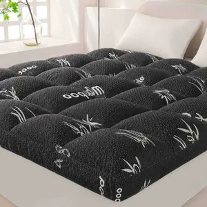 Cosybay Bamboo Cooling Mattress Topper, 2 inchees Thick Luxury Comfort Layer, Soft Thick Pillow Top Mattress Pad Cover for Back Pain, Cooling Viscose Mattress Protector with 8-21 Inch Deep Pocket, Machine Washable, Ideal for Bedroom & Home Use & Holiday