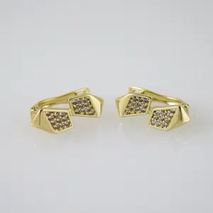 Earrings – Aretes – Zircon Stone – 14K Real Color