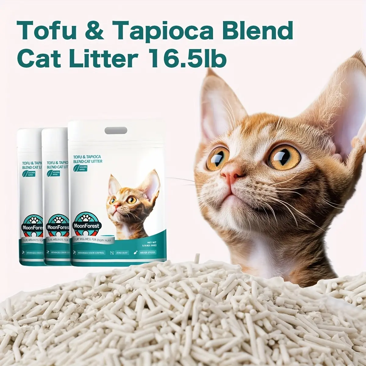Tofu & Tapioca Blend Cat Litter, 1 Pack/3pack,Kitty Litter, Odor Control Quick Clumping Low Dust, Kitten Litter, Smart Litter Boxes Cat Litter, A Ideal Partner for Automatic Litter Boxes, Tofu Cat Litter, Flushable Cat Litter