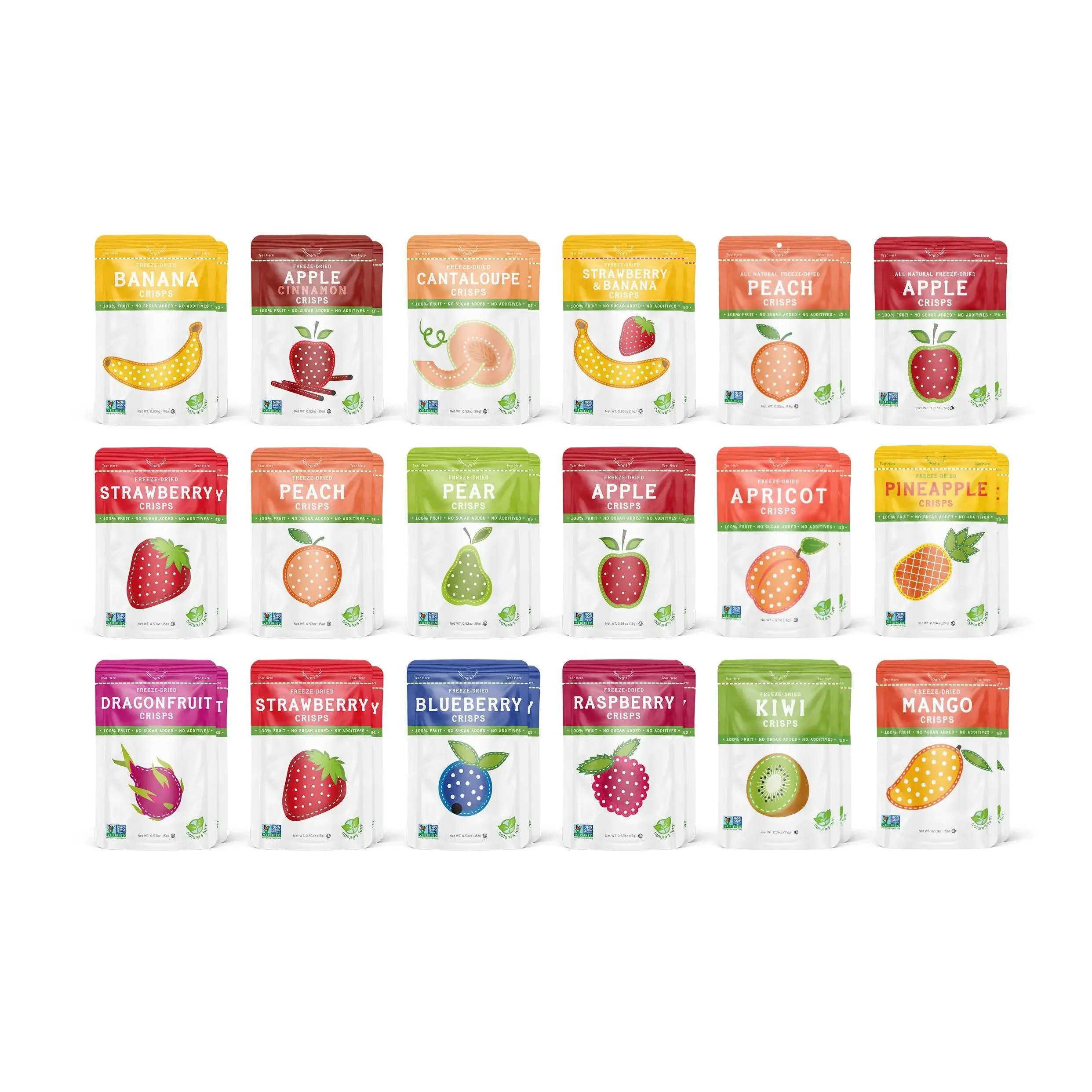 Ultimate Variety Pack Freeze-Dried Fruit Crisps Snacks Pack - (0.53oz) 36-Pack - Healthy Superfood Snacks, 100% Real Fruit Dried Snacks, School Lunches Bulk, No Sugar Added Mix, Gluten-Free Vegan Non-GMO from Nature’s Turn