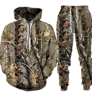 Spring/Autumn 2025 Camouflage 3D Hoodies & Sweatpants for Men & Women — Oversized Fit, Outdoor Sports Wear