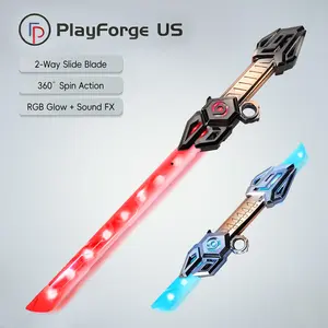 Portable Rechargeable Lightsaber Usb Rechargeable Lightsaber, Light-up sword toy with RGB glow, sound effects, slide blade action, and 3 color options. Fun for role play and a cool gift for kids