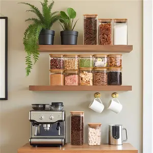 1.9 Qt Glass Storage Containers with Lids, Glass Jars with Lids, Clear Food Storage Jar, Square Canister Set of 3, Pantry Organizers and Storage for Flour Rice Pasta Tea Coffee Bean