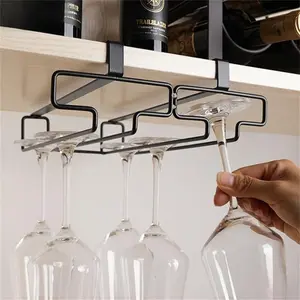 1pc Wine Glass Holder Under Shelf, Kitchen Wine Glass Rack Inserts for Cabinet, Stemware Rack Under Cabinet