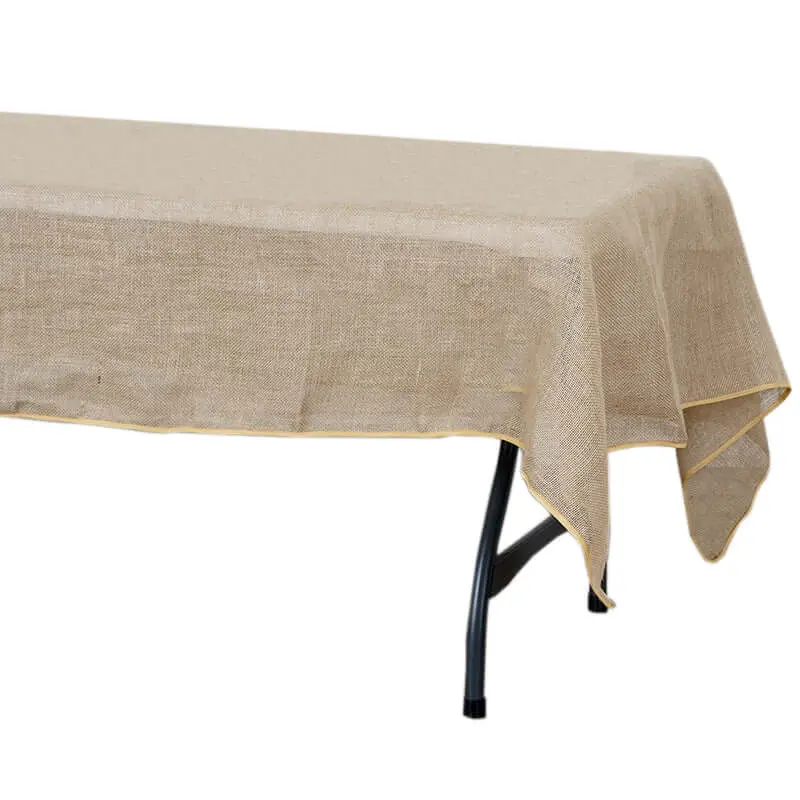 60"x102" Natural Jute Burlap Rectangle Tablecloth - Shabby Rustic Boho Chic Kitchen Linen for Home, Craft, Party, Outdoor Events, All Seasons Use