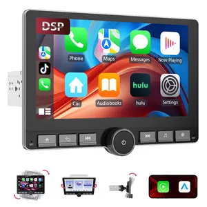 Haudio 10.1" Rotatable Touchscreen Car Stereo with Wireless Apple CarPlay & Android Auto, GPS Navigation, DSP Hi-Fi Sound, Voice Control, Backup Camera, 1080P Support & APK Management