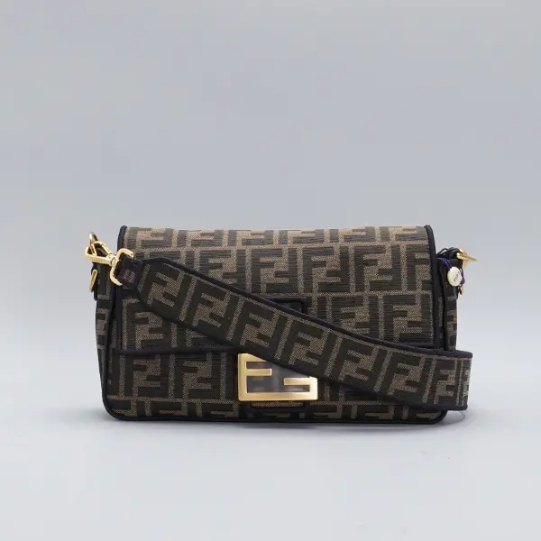 Pre-owned FENDI canvas Crossbody Bags Medium Jacquard Baguette Shoulder BagBGP210032