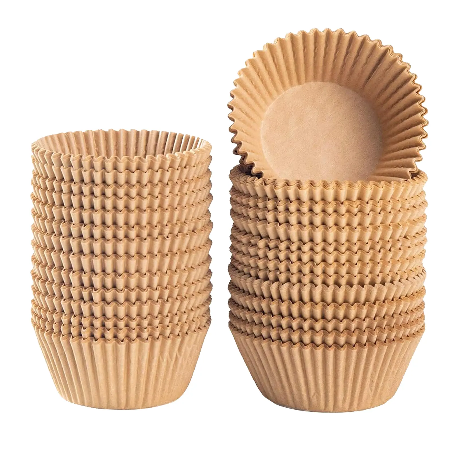 Spmarkt 300 Premium Neutral Unbleached Muffin Liners - Cupcake Wrappers, Grease-Resistant Natural Food-Grade Paper, Easy-Remove Bakeware for Home Baking Supplies, Bakery Supplies